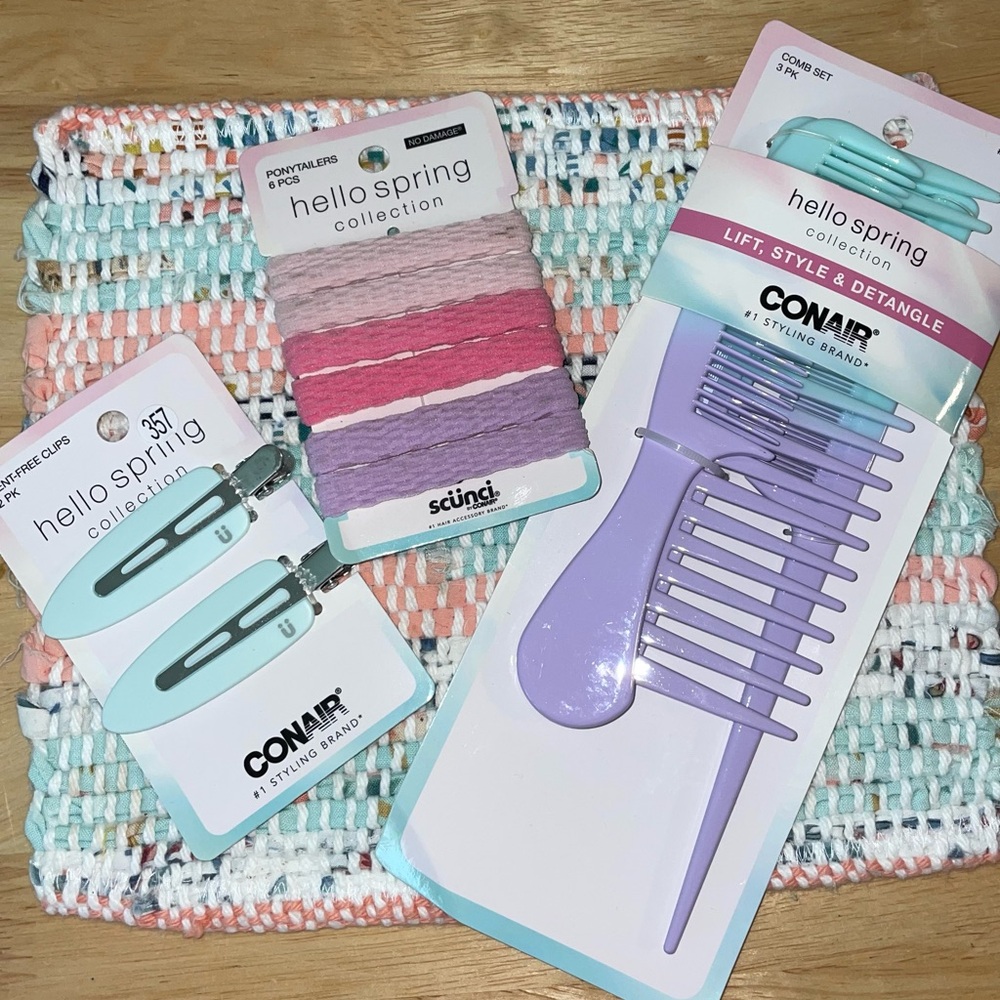 Conair Combs Hair Clips, Hair Bands Hello Spring Collection - 3 Packages NEW